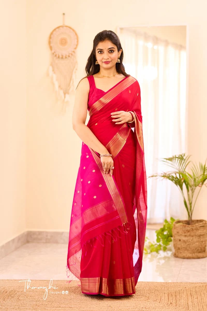 Maheshwari Saree — Handwoven Maheshwari Silk Cotton Saree